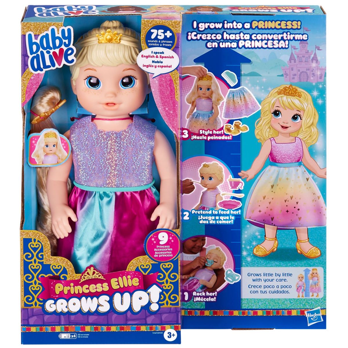 BABY ALIVE - Muñeca Baby Alive - Princesa Ellie Crece De Verdad - Cabello Rubio