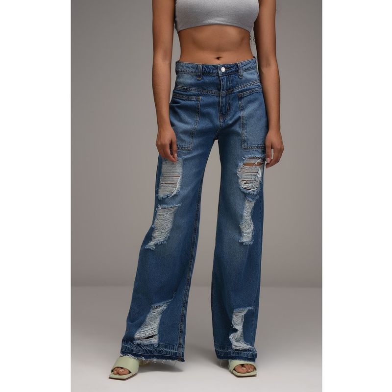 MOSSIMO - Jean Algodón Mujer Wide Alto Mossimo