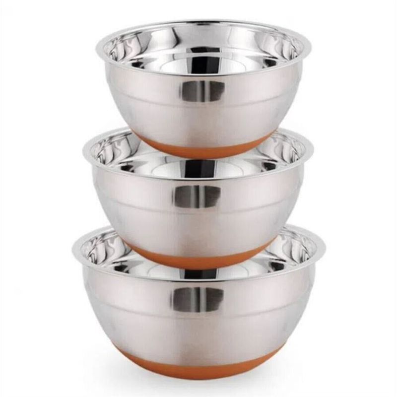 HOME ELEMENTS - Set X 3 Bowls En Acero Inoxidable  Base En Silicon