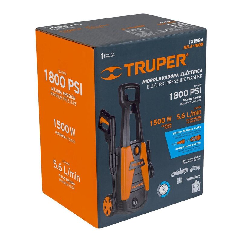 TRUPER - Hidrolavadora Eléctrica 1800Psi 1500Watts - Truper