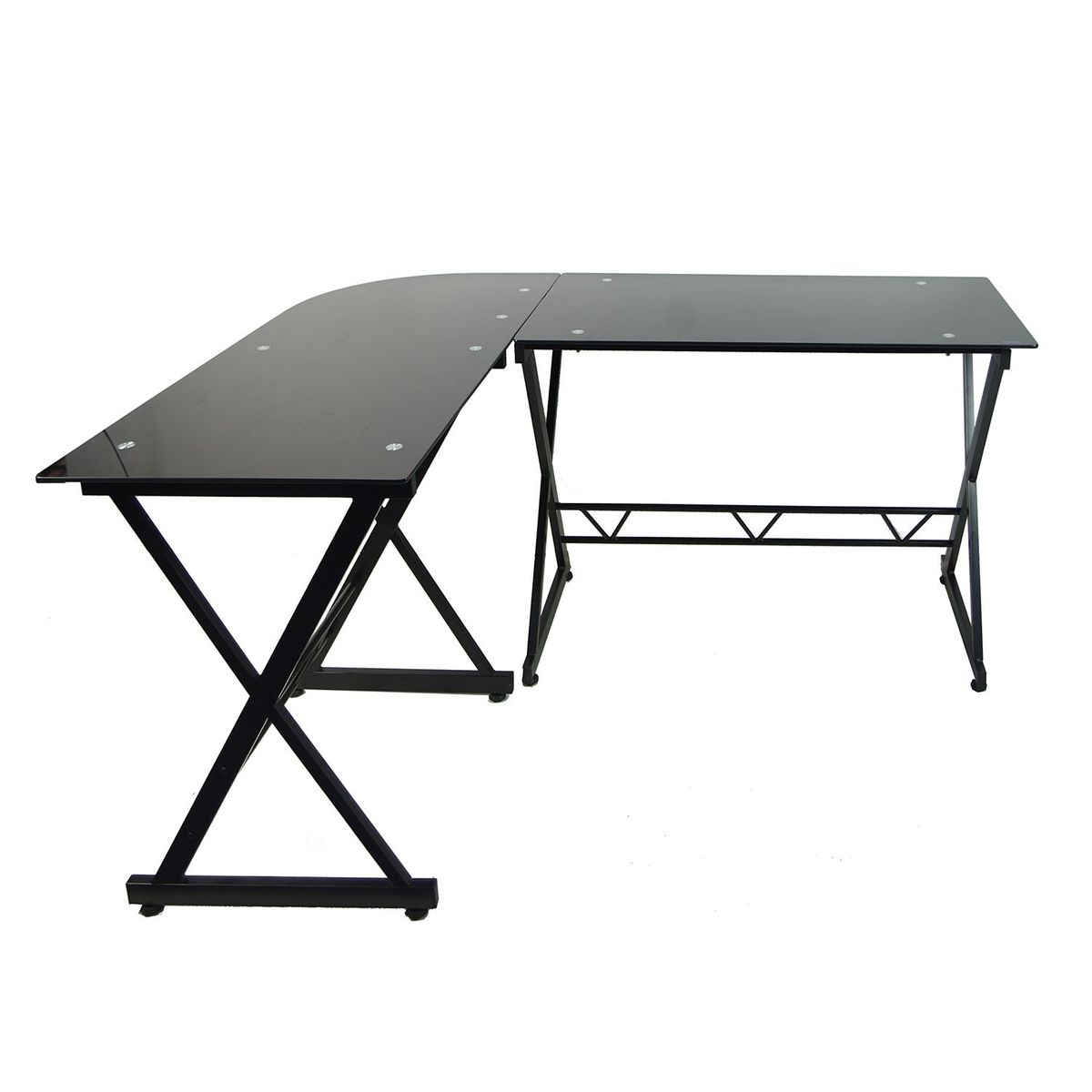 RTA MUEBLES - Escritorio en L 160 x 120 cm Vidrio Madrid