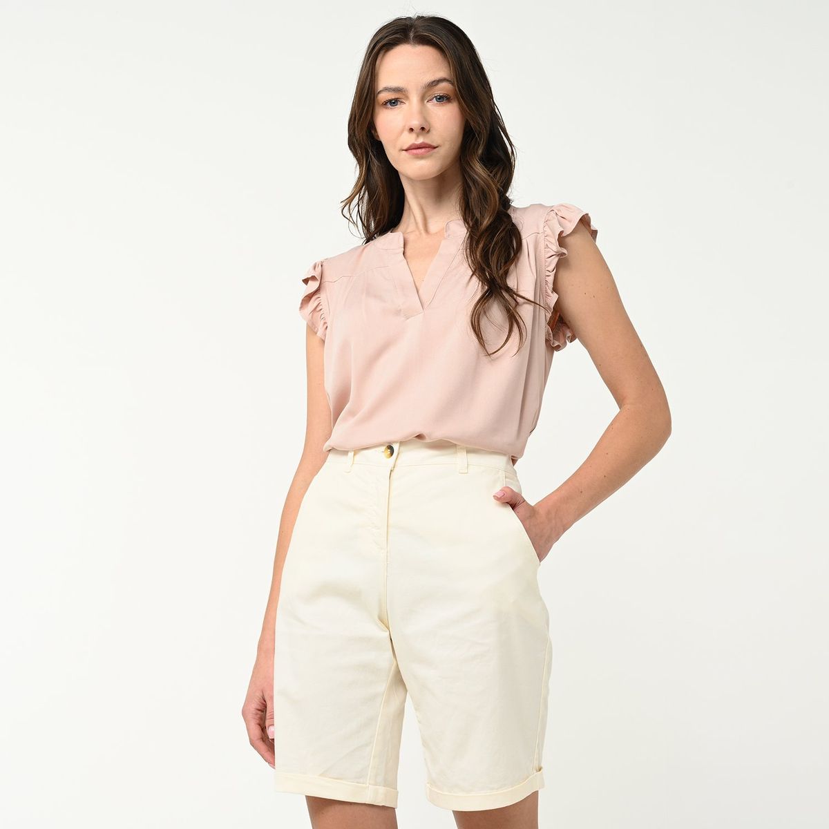 NEWPORT - Bermuda Mujer Tiro medio de Algodón Newport