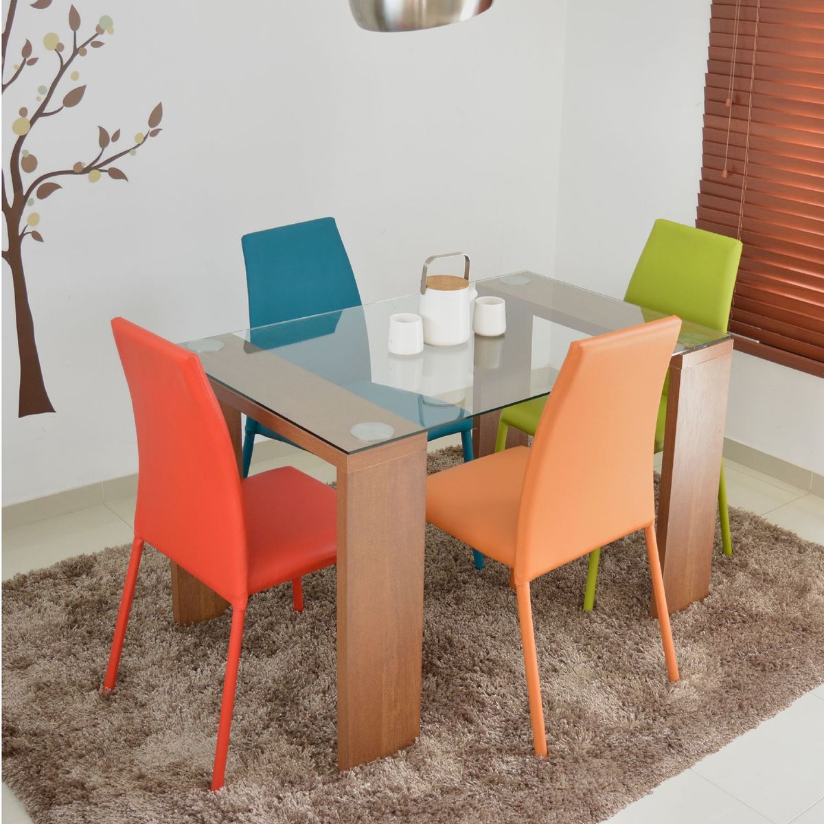 MICA - Juego de Comedor 4 Personas Rectangular Italia