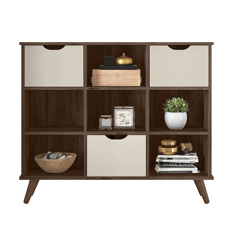 MUEBLES 20 20 - Estante Recife Ébano + Kit 3 Cajones Santos Blanco