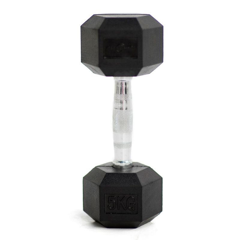 SPORTFITNESS - Mancuerna Encauchetada 5 kg Hexagonales 