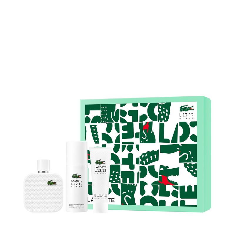 LACOSTE - Set de Perfume Hombre Lacoste L.12.12 Blanc EDT 100 ml + Desodorante 150 ml + Shower Gel 50 ml