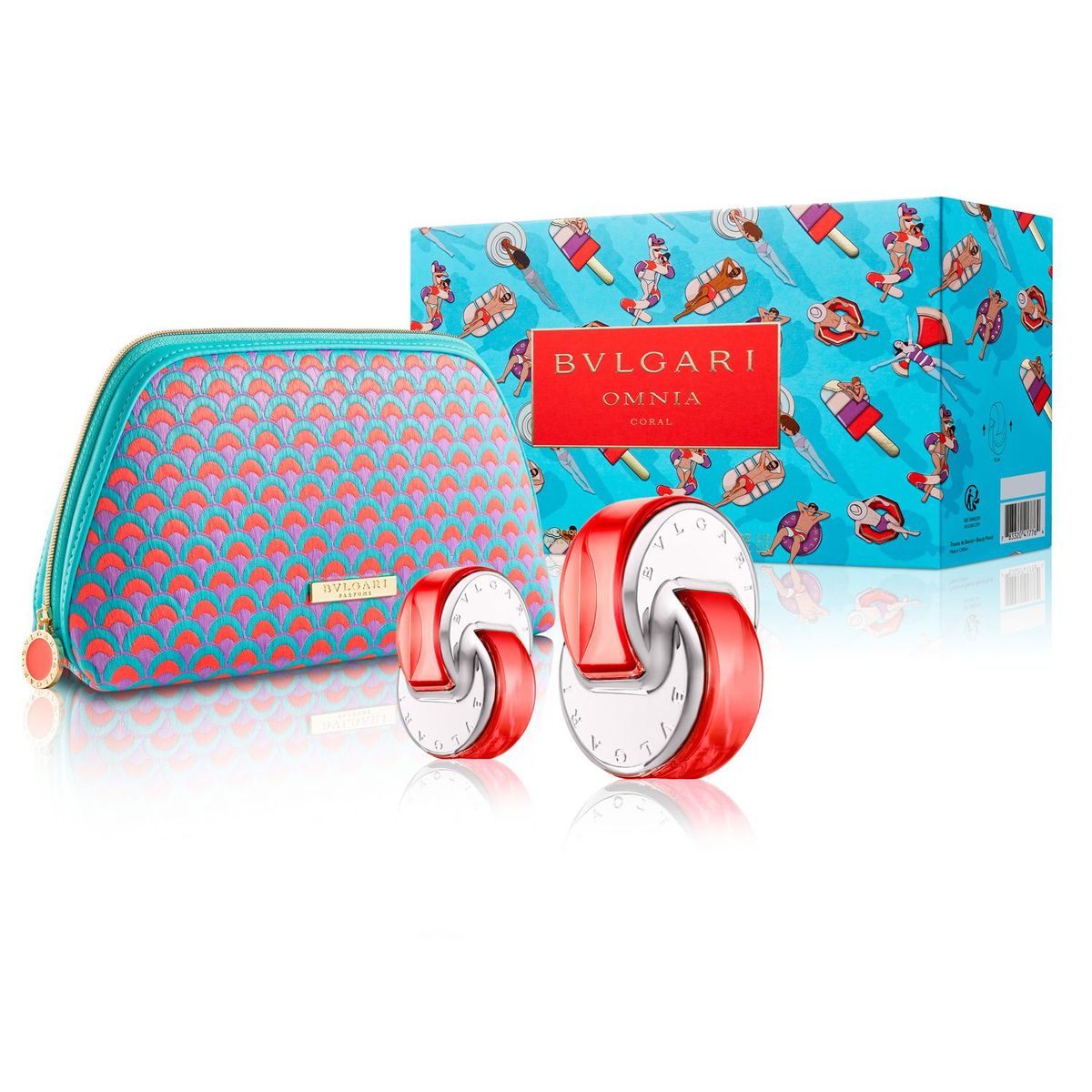 BVLGARI - Set de Perfume Mujer Bvlgari Omnia Coral EDT 65 ml + Omnia Coral EDT 15 ml + Pouch