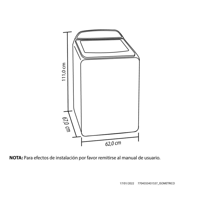 HACEB - Lavadora Haceb Carga Superior 20 kg LA20EVI16B-CC2HW