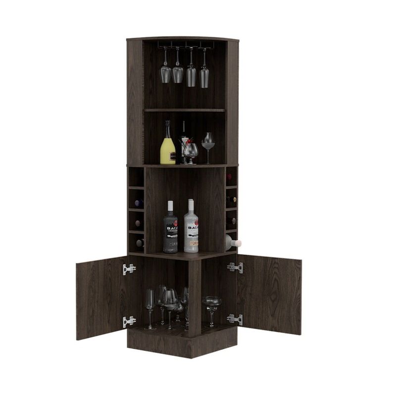 RTA DESIGN - Bar Esquinero Celeste, Chocolate, Con Dos Puertas