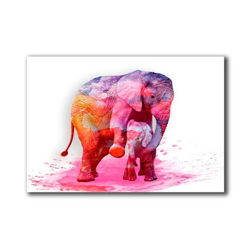 MICA - Cuadro Poliéster Elefante Rosa M