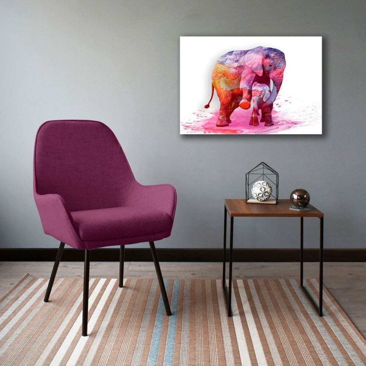 MICA - Cuadro Poliéster Elefante Rosa Xl