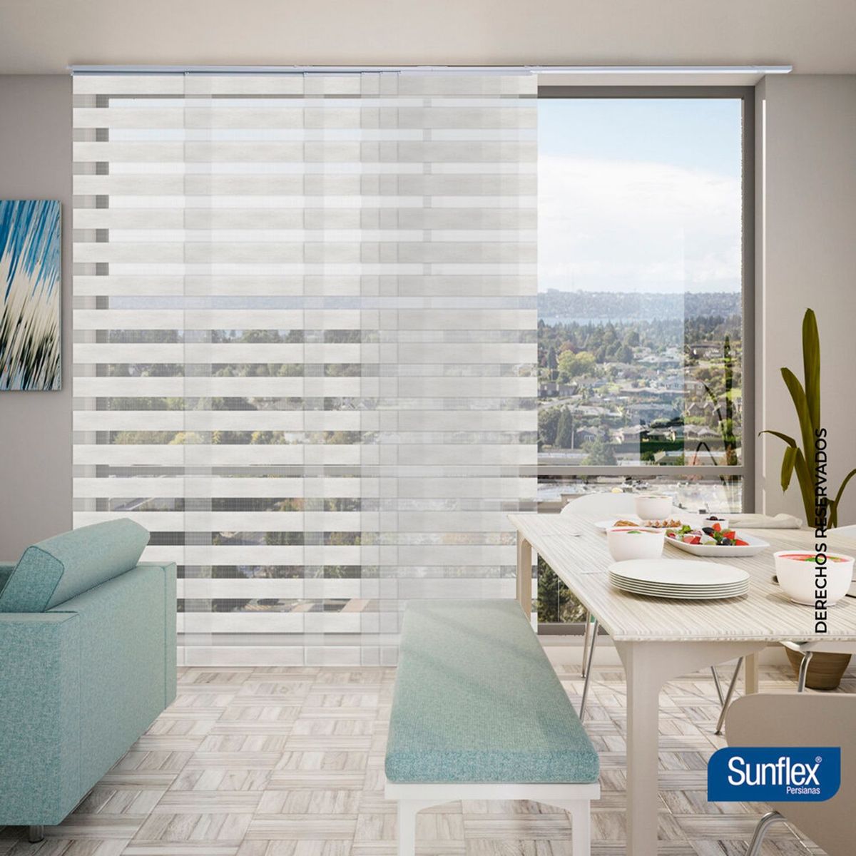 SUNFLEX - Cortina Translucida Decorativa 300x220 cm. Cortina Moderna: Cortina para sala, Cortina para estudio, Cortina para alcobas