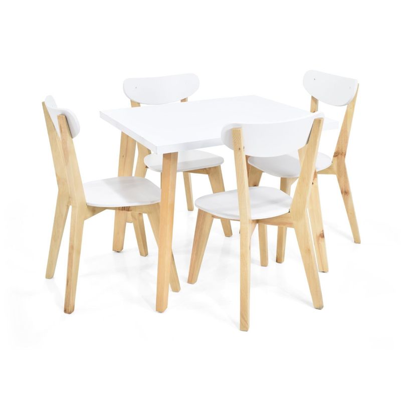 MICA - Juego de Comedor Moderno para 4 Personas en Aglomerado MDF Blanco (Comedor + 4 Sillas) Mica