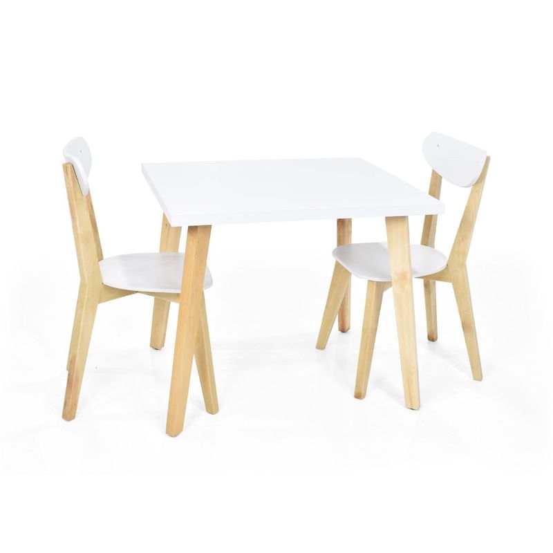 MICA - Juego de Comedor Moderno para 2 Personas en Aglomerado MDF Blanco (Comedor + 2 Sillas) Mica