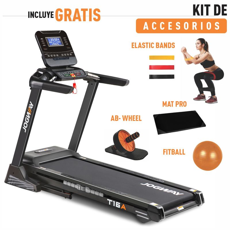 JOGWAY - Trotadora Eléctrica Plegable con Bluetooth incluye kit de accesorios Jogway T16A