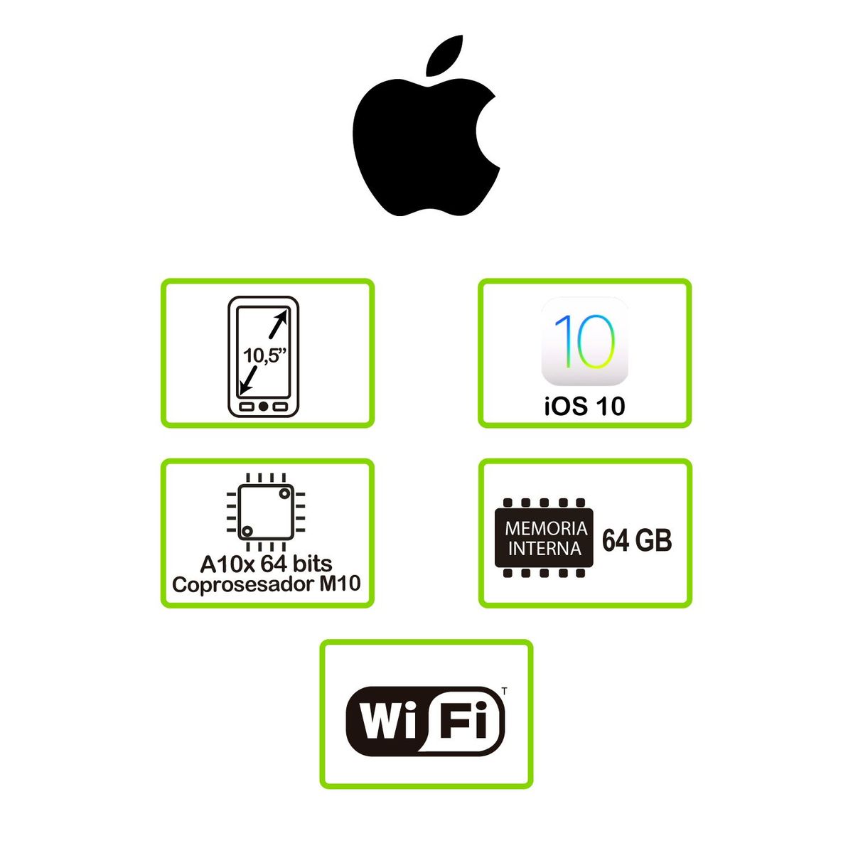 APPLE - iPad Pro 10.5 pulgadas Wi-Fi de 64 GB Gris espacial MQDT2CL/A 