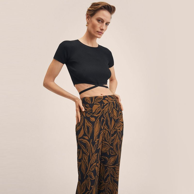 MANGO - Pantalón Mujer Palazzo Alto MANGO