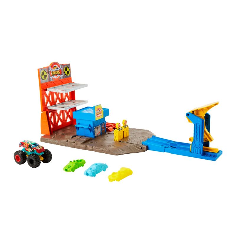 HOT WHEELS - Pista de Auto Hot Wheels Monster Trucks Estación de Explosiones
