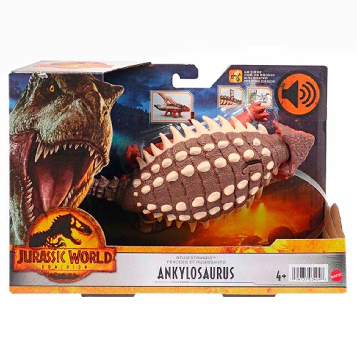 JURASSIC WORLD - Figura de Animal Jurassic World Ankylosaurus, Ruge y Ataca 