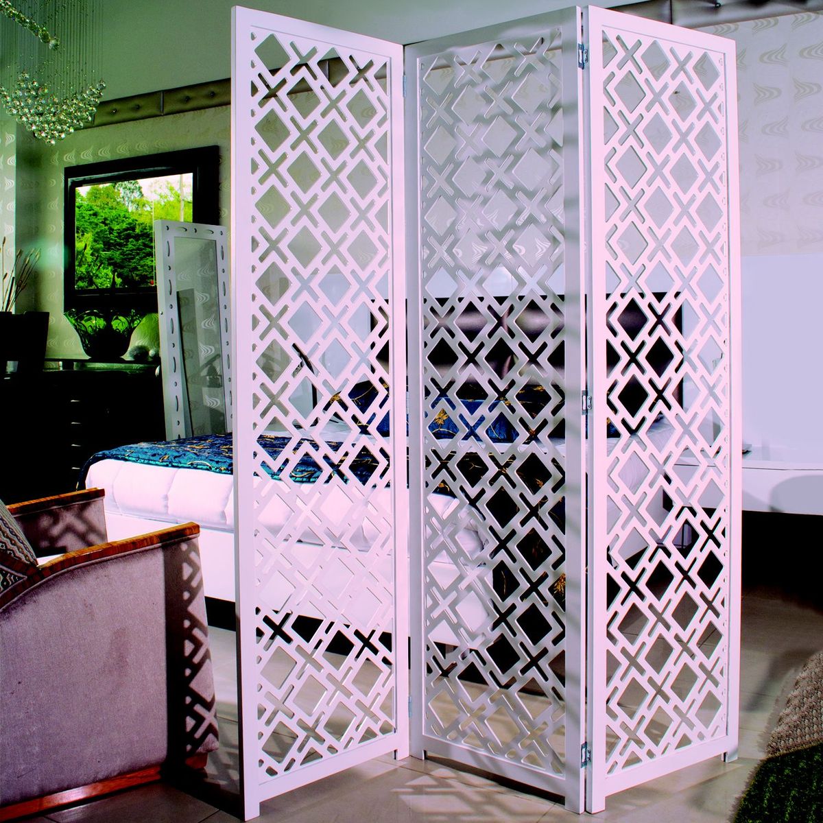 DIMI HOME - Biombo Geométrico Blanco