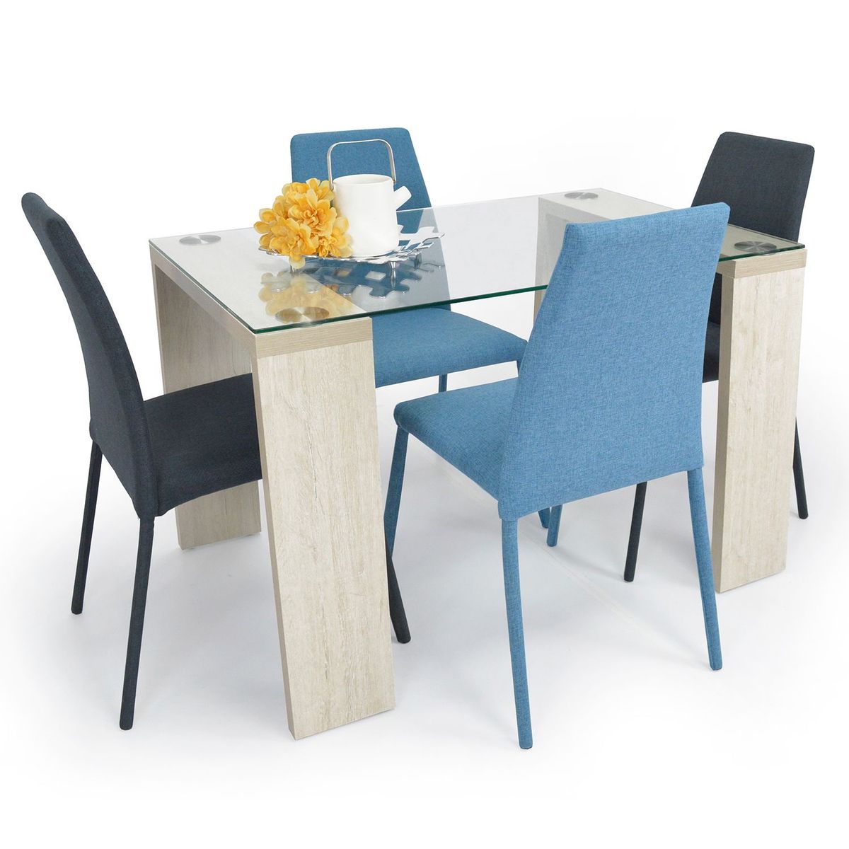 MICA - Juego de Comedor 4 Personas Rectangular Pisa