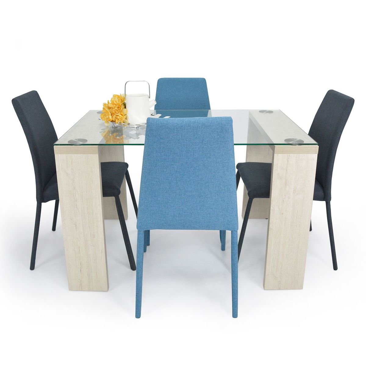 MICA - Juego de Comedor 4 Personas Rectangular Pisa