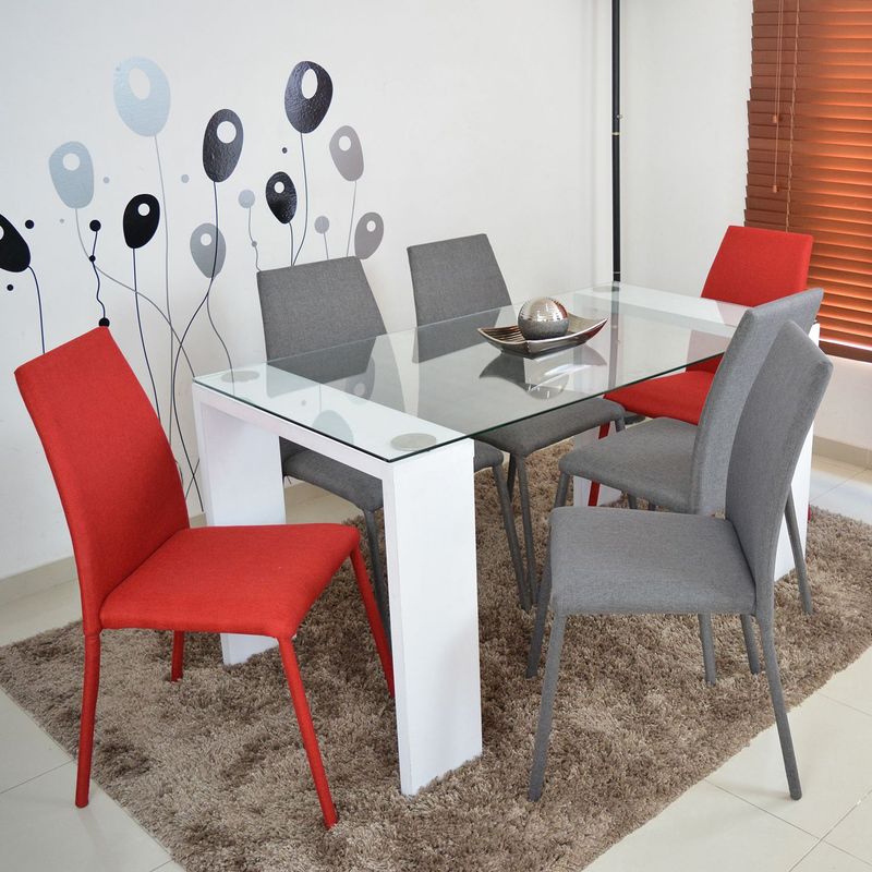 MICA - Juego de Comedor 6 Personas Rectangular Pisa Mica - Mueble - Mueble