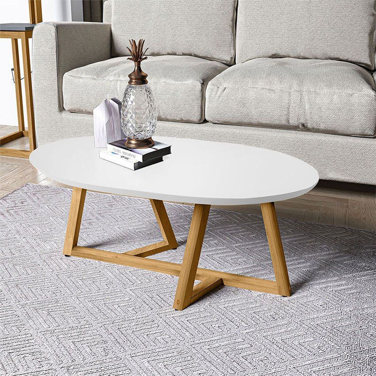 MUEBLES 20 20 - Mesa De Centro Tampa Blanco Almendra