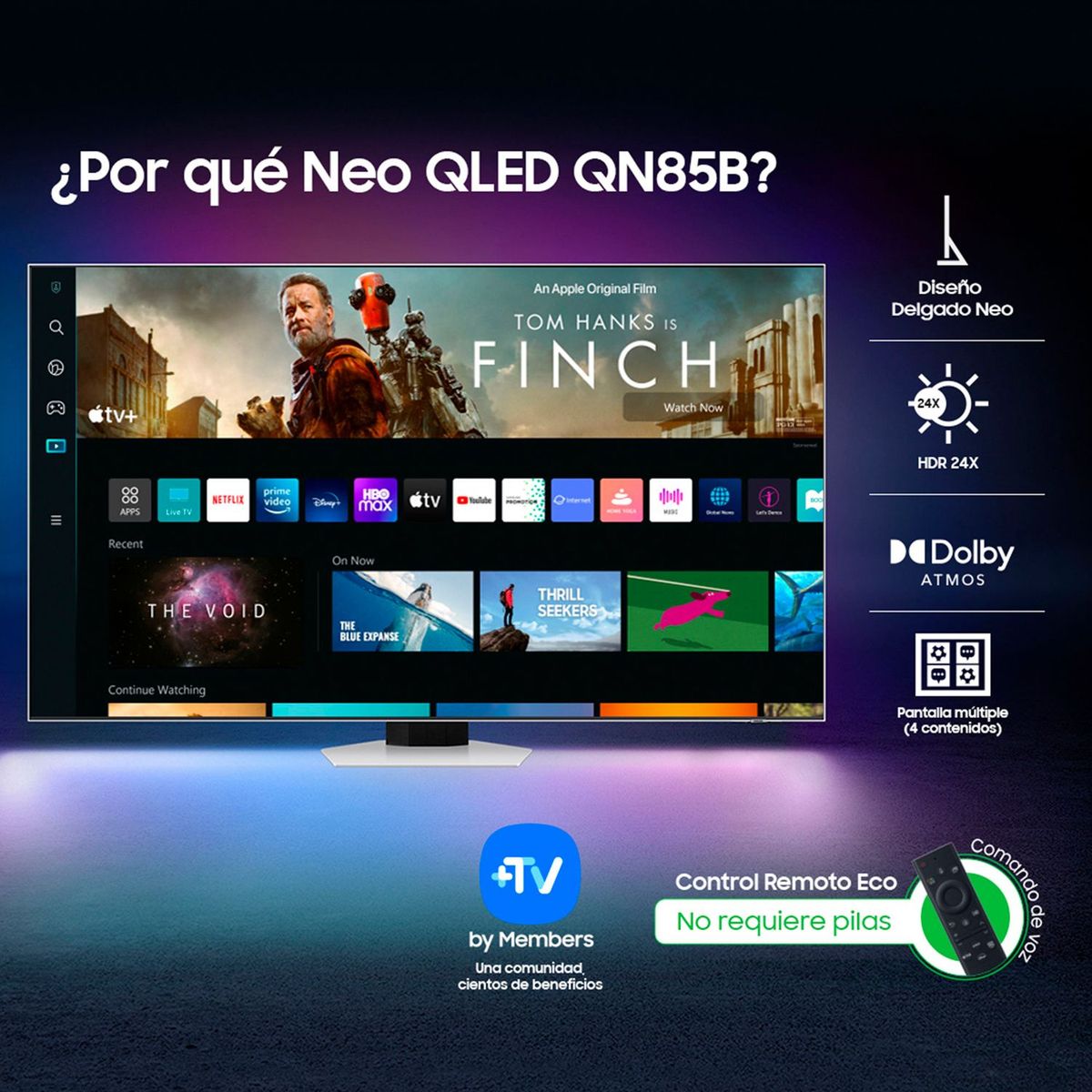 SAMSUNG - Televisor Samsung 55 Pulgadas NEO QLED 4K Ultra HD Smart TV QN55QN85