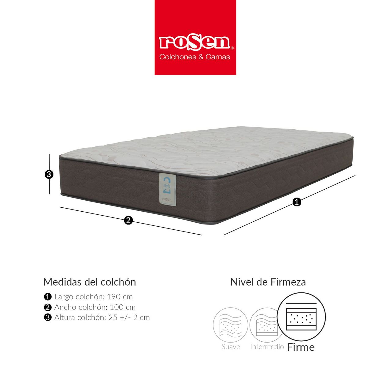 COLCHONES ROSEN - Colchón Sencillo Resortes New Style 2 100 x 190 cm Colchones Rosen