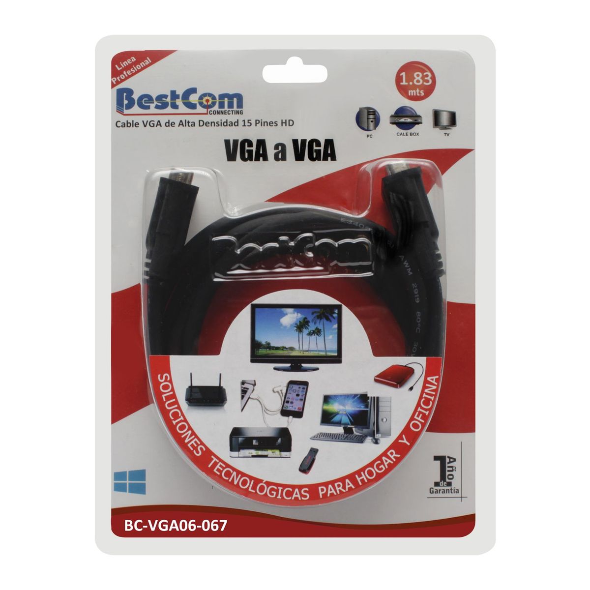 BESTCOM - Cable VGA Macho a Macho 1.83 mt