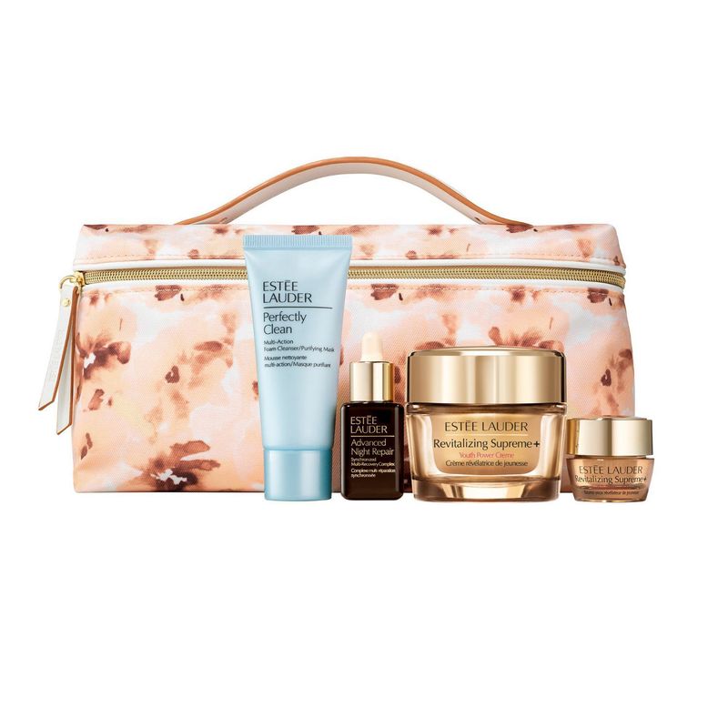 ESTEE LAUDER - Set de Tratamiento Facial Estee Lauder Revitalizing Supreme 50 ml + Advanced Night Repair Synchronized Complex 15 ml + Revitalizing Supreme Eye Balm 5 ml + Perfectly Clean Multi-Action Foam Cleanser 30 ml + Cosmetiquera de Viaje