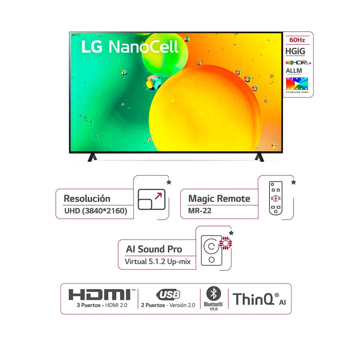 LG - Televisor LG 75 pulgadas NANO CELL 4K Ultra HD Smart TV