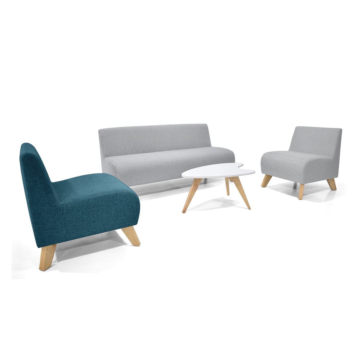 MICA - Juego de Sala Moderno en Poliéster (Sofá + 2 Poltronas + Mesa de Centro) Taniz Mica 