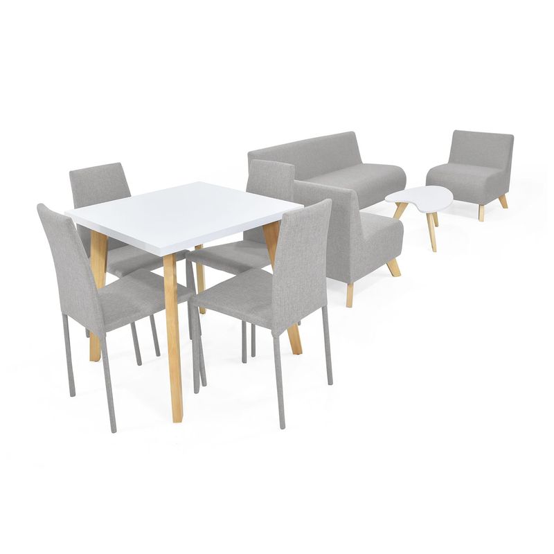 MICA - Juego de Sala Moderno en Poliéster (Sofá + 2 Poltronas + Comedor + Mesa de Centro) Taniz Jersey Mica 