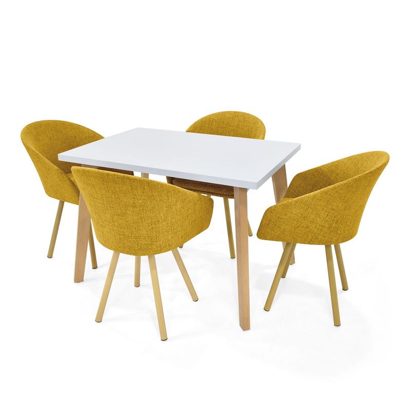 MICA - Juego de Comedor Moderno para 4 Personas (Comedor + 4 Sillas) Mica