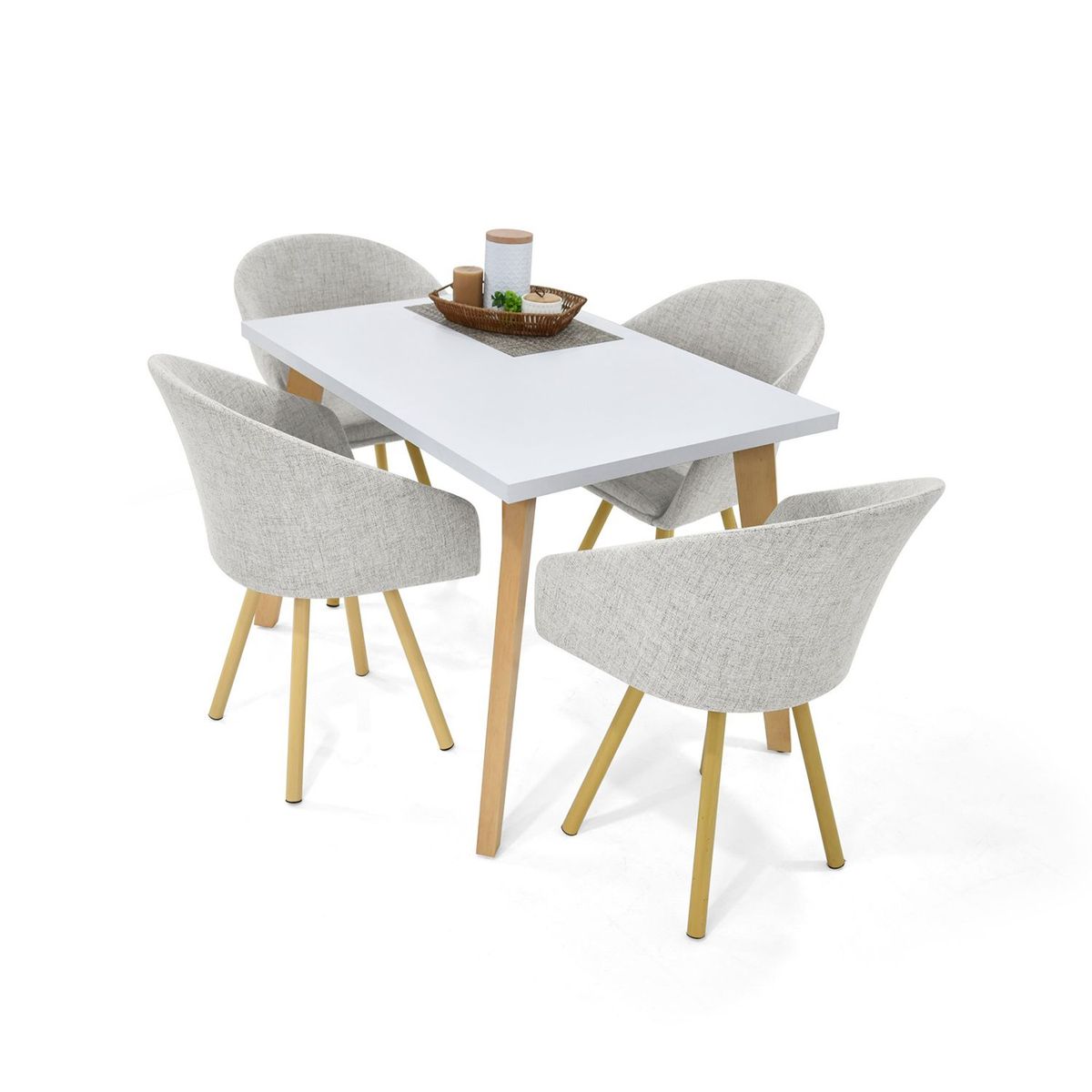 MICA - Juego de Comedor Moderno para 4 Personas (Comedor + 4 Sillas) Mica