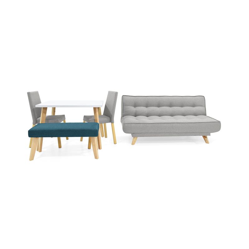 MICA - Juego de Sala Moderno en Poliéster (Sofá Cama + Comedor) Ghana cm Mica
