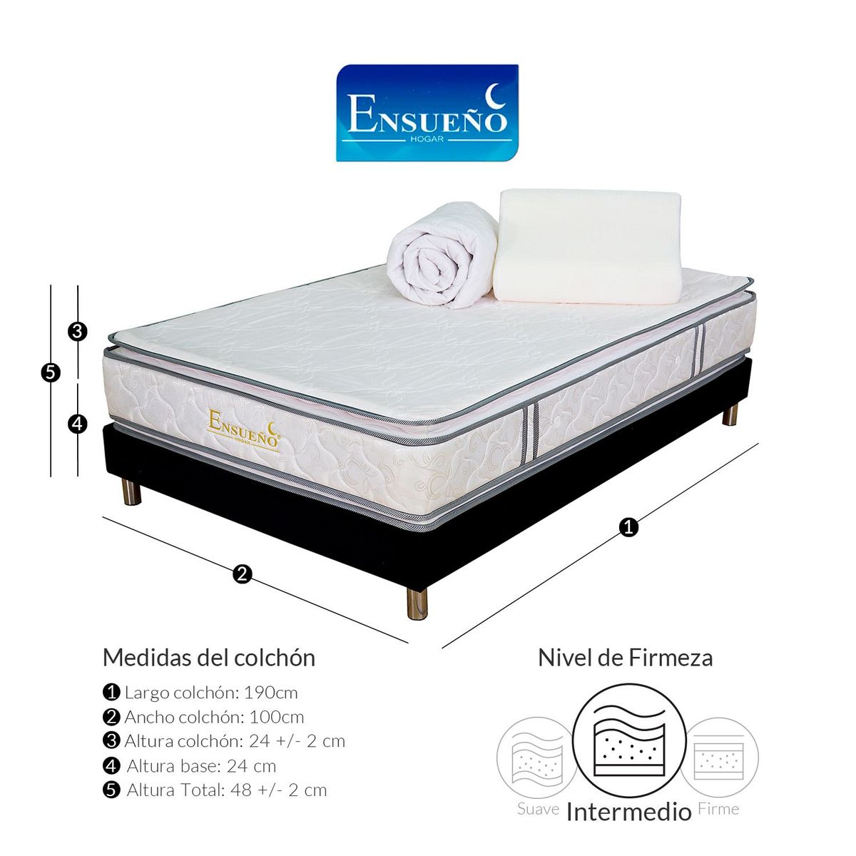 ENSUEÑO HOGAR - Colchón con base Sencillo Medical Intermedio