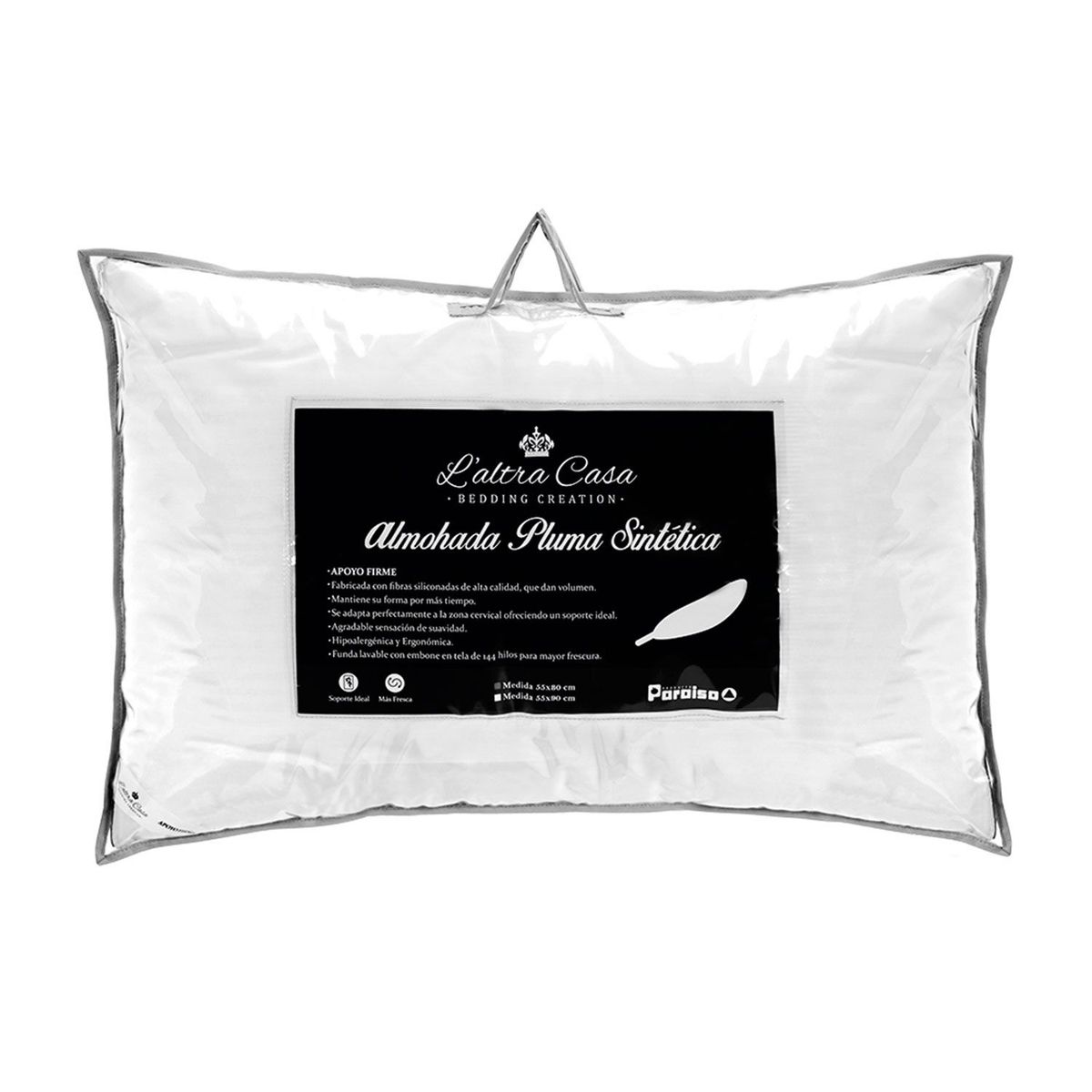 COLCHONES PARAISO - Almohada Pluma Firm Pluma Sintetica 55 x 80 x 15 cm Colchones Paraiso