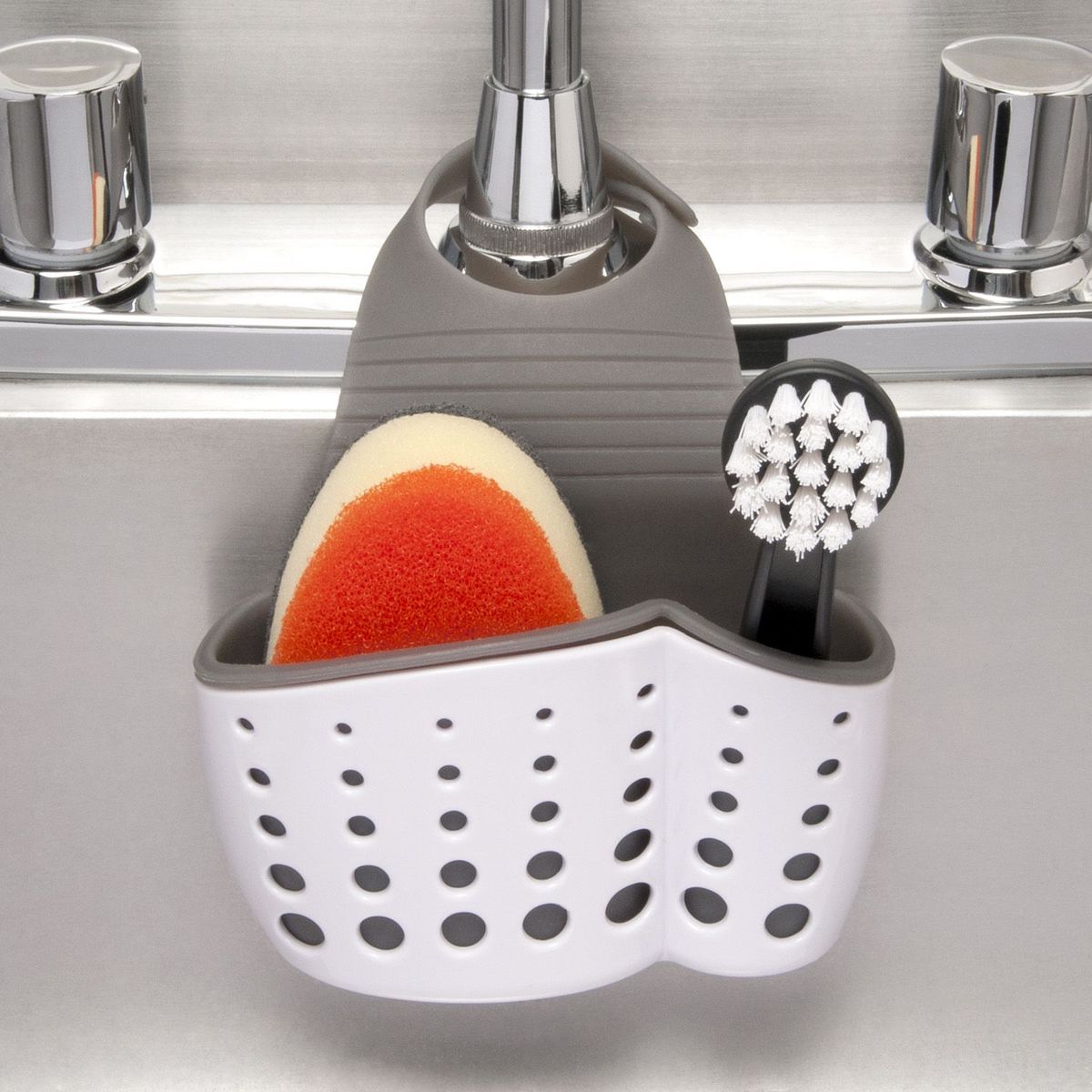ESSENZA - Soporte Esponja Grifo Blanco/Gris