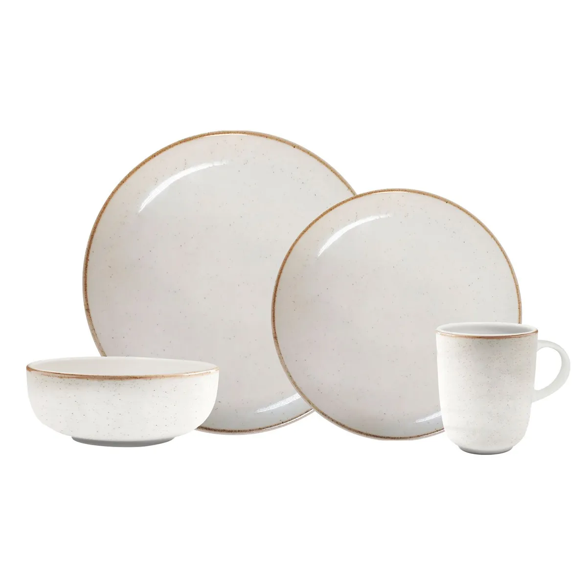 CORONA - Vajilla Corona: Cerámica Caoba Beige 4 puestos 16 piezas