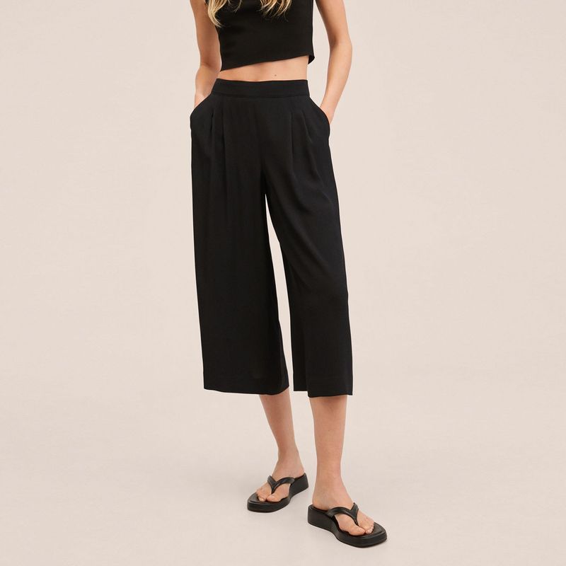 MANGO - Pantalón Mujer Culotte Tiro Alto MANGO