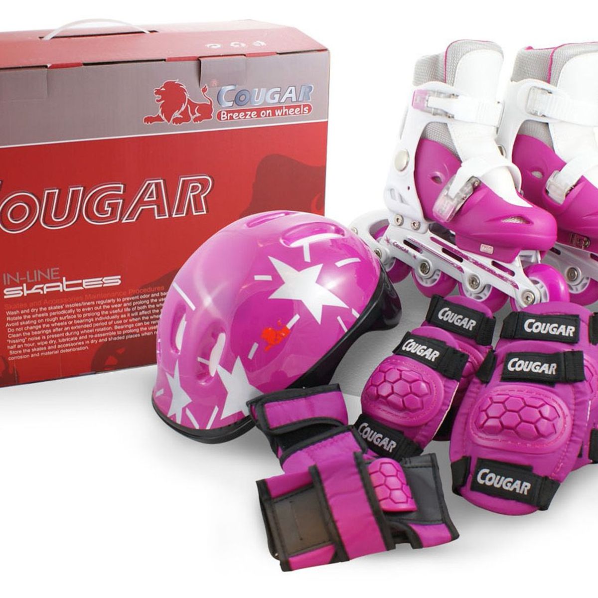 COUGAR - Set de Patines Ajustables con Casco y Protecciones