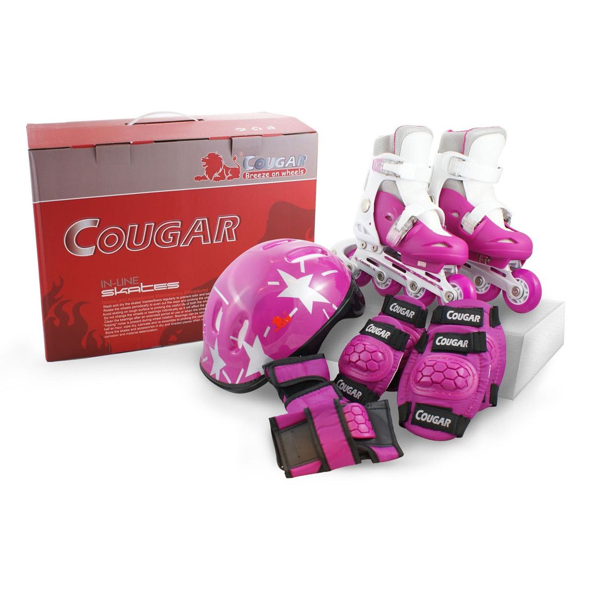 COUGAR - Set de Patines Ajustables con Casco y Protecciones