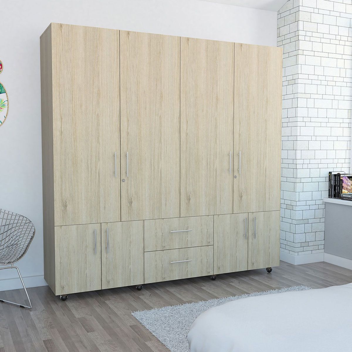 RTA MUEBLES - Closet Moderno en Madera 8 Puertas 2 Cajones 200 x 200 x 50 cm RTA Design  - Mueble