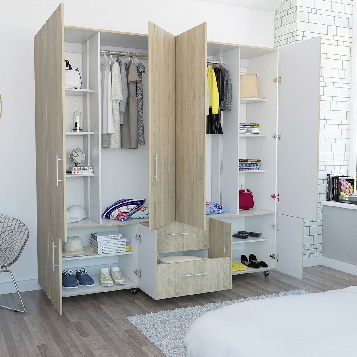 RTA MUEBLES - Closet Moderno en Madera 8 Puertas 2 Cajones 200 x 200 x 50 cm RTA Design  - Mueble