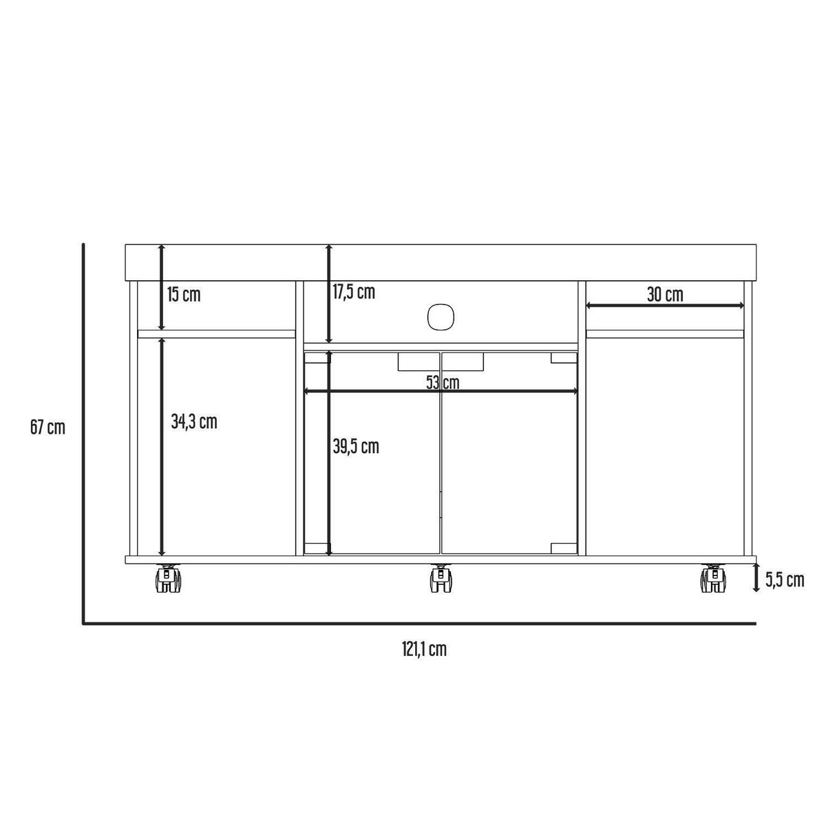 RTA MUEBLES - Mueble de Televisión Moderno de 1211 x 67 x 402 cm  para Televisores de Hasta 48 Pulgadas, RTA Muebles