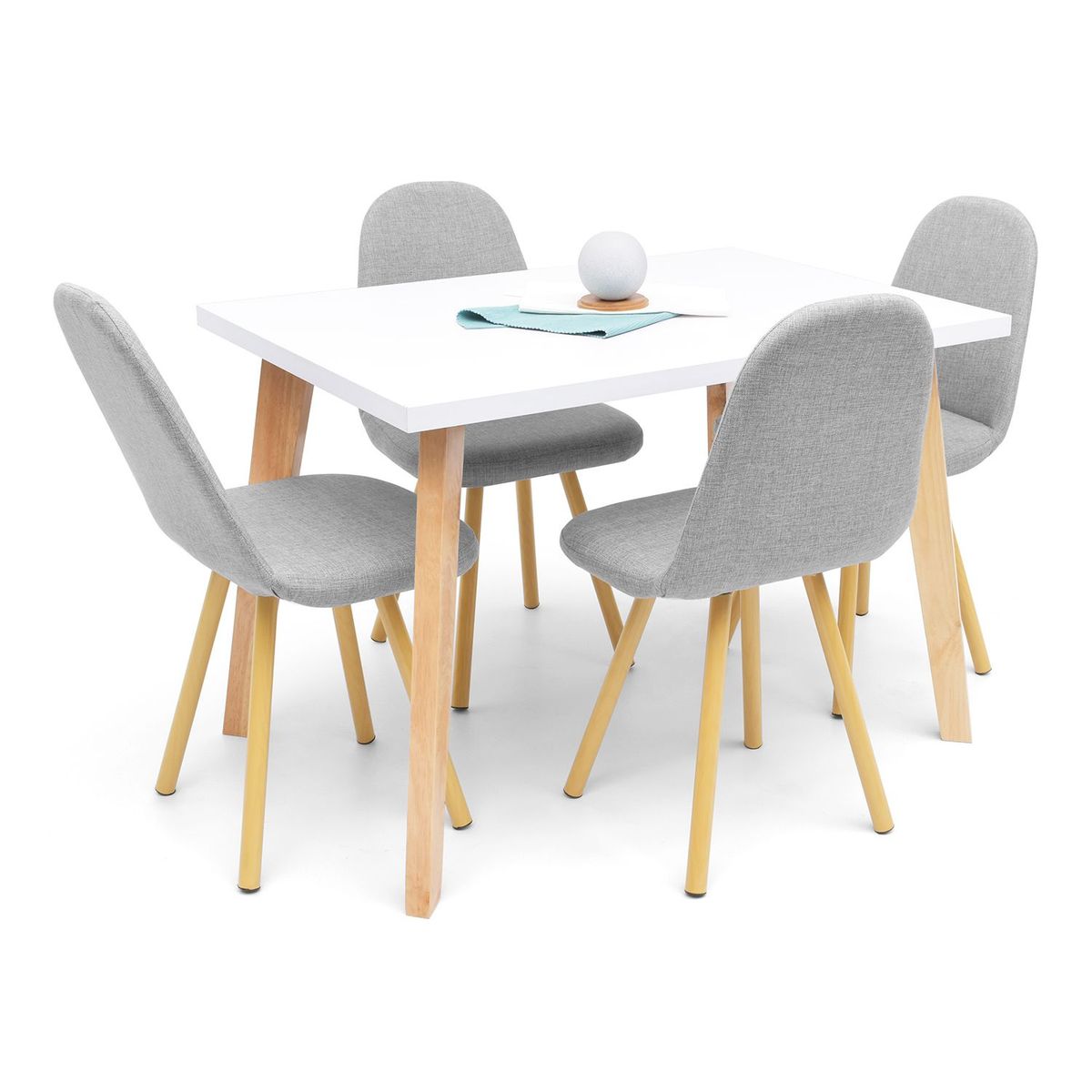 MICA - Juego de Comedor Moderno para 4 Personas Gris (Comedor + 4 Sillas) Mica