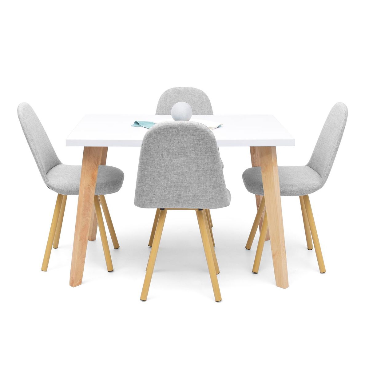 MICA - Juego de Comedor Moderno para 4 Personas Gris (Comedor + 4 Sillas) Mica